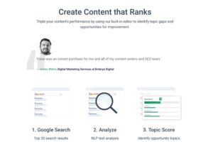 SEO content optimization tools to track, recommend, and optimize keywords and content to boost website traffic, tools used by digital marketers.