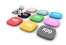 An illustration of colored app buttons, symbolizing types of software to boost your small business.